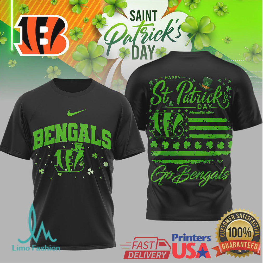 Cincinnati Bengals St. Patrick'S Day Leprechaun Hat Shamrocks Tshirt - Limotees LLC