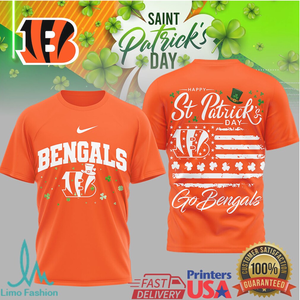 Cincinnati Bengals St. Patrick'S Day Leprechaun Hat Shamrocks Tshirt - Limotees LLC
