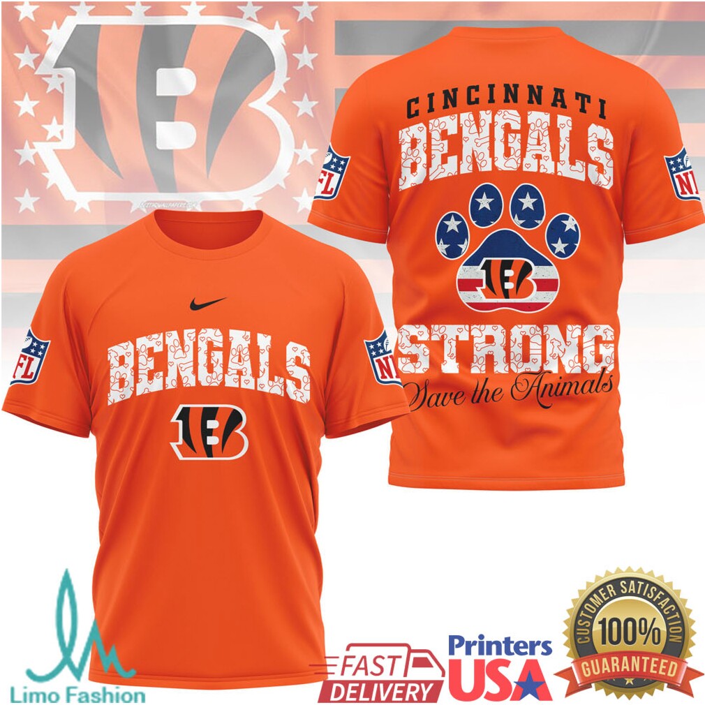 Cincinnati Bengals Strong Save the Animals Paw Print NFL T Shirt - Limotees LLC
