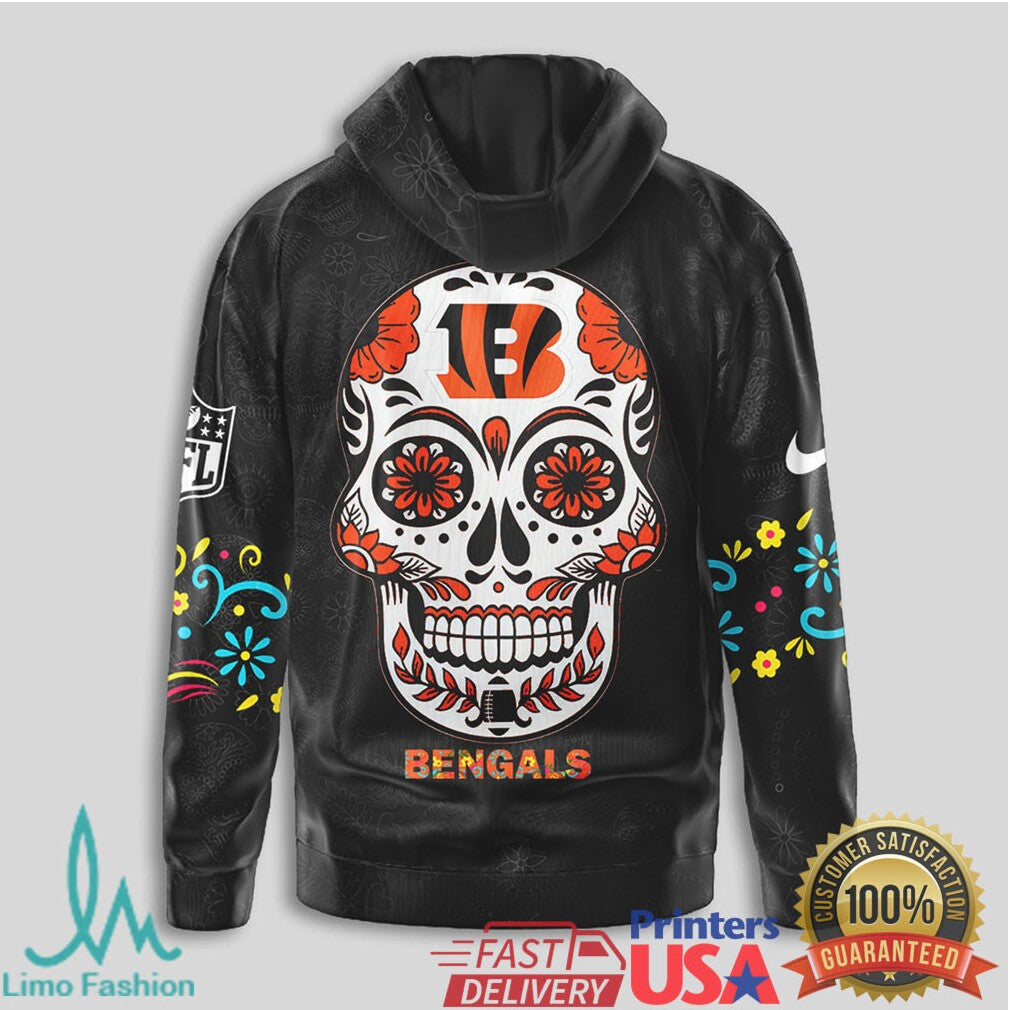 Cincinnati Bengals Sugar Skull Day of the Dead NFL T Shirt - Limotees LLC