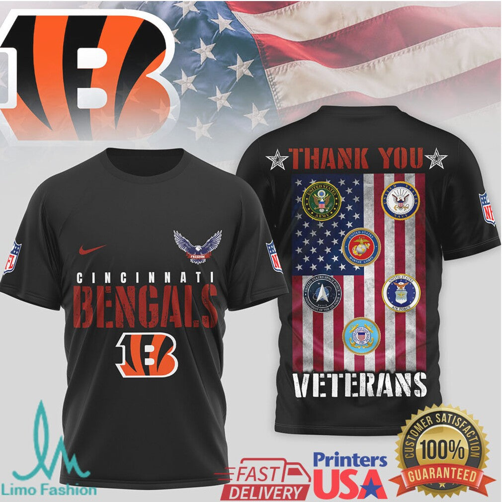 Cincinnati Bengals Thank You Veterans US Military Pride Shirt - Limotees LLC