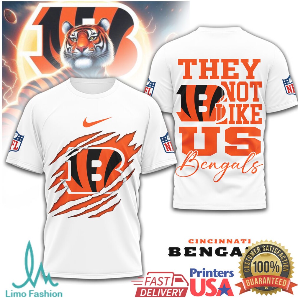 Cincinnati Bengals “They Not Like Us” Tiger Stripe Claw Rip Tee - Limotees LLC