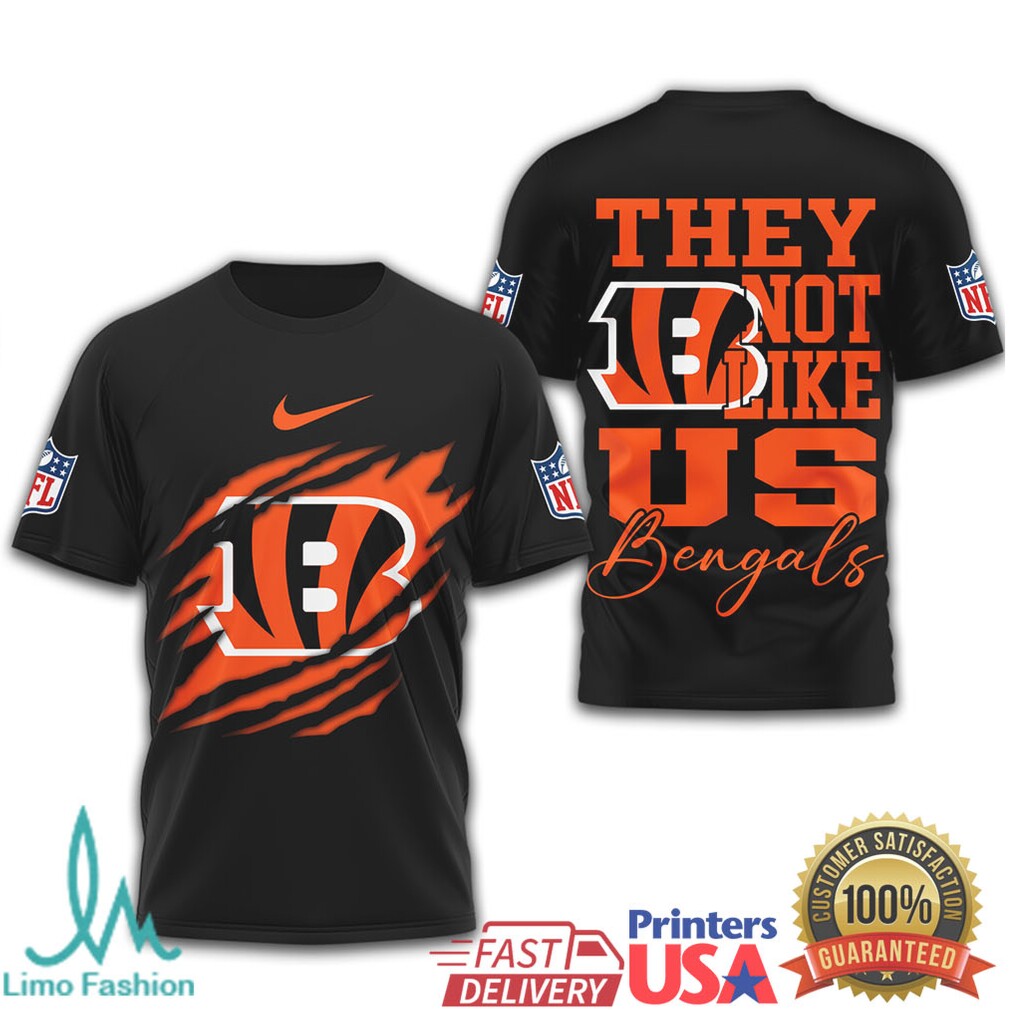 Cincinnati Bengals “They Not Like Us” Tiger Stripe Claw Rip Tee - Limotees LLC
