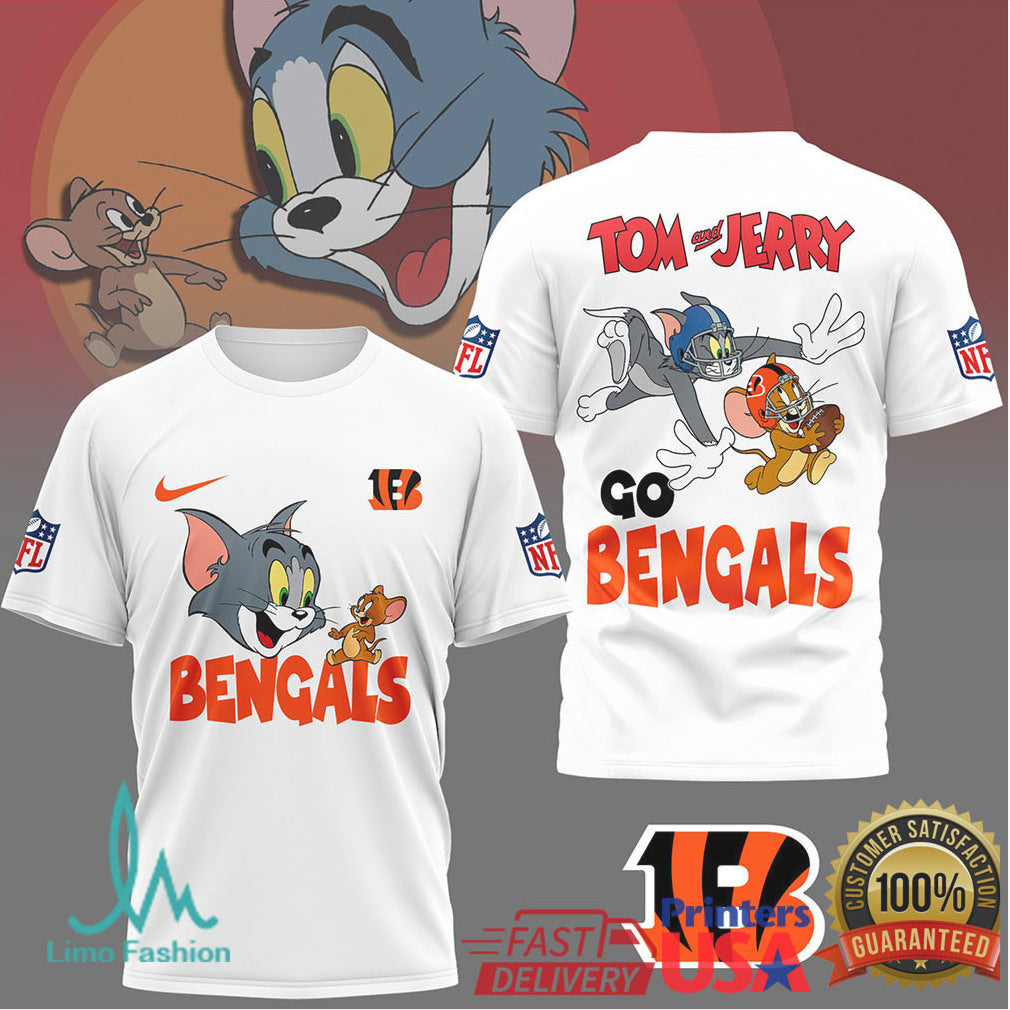Cincinnati Bengals Tom and Jerry NFL Graphic T shirt - Limotees LLC