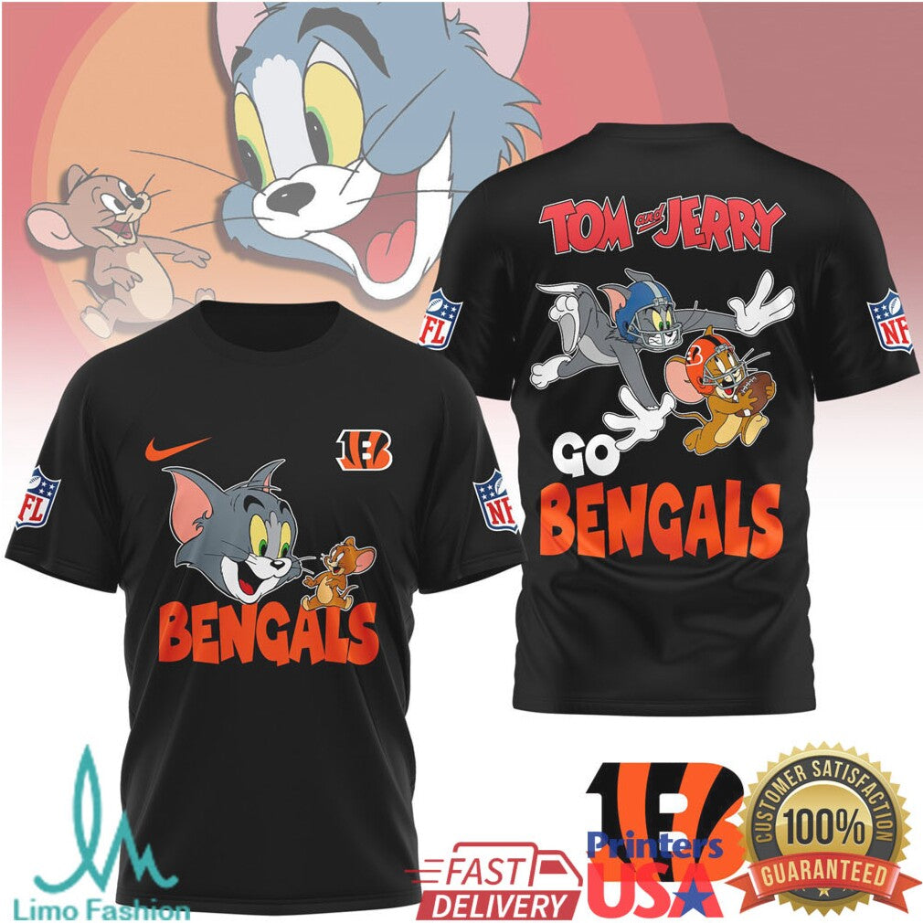 Cincinnati Bengals Tom and Jerry NFL Graphic T shirt - Limotees LLC
