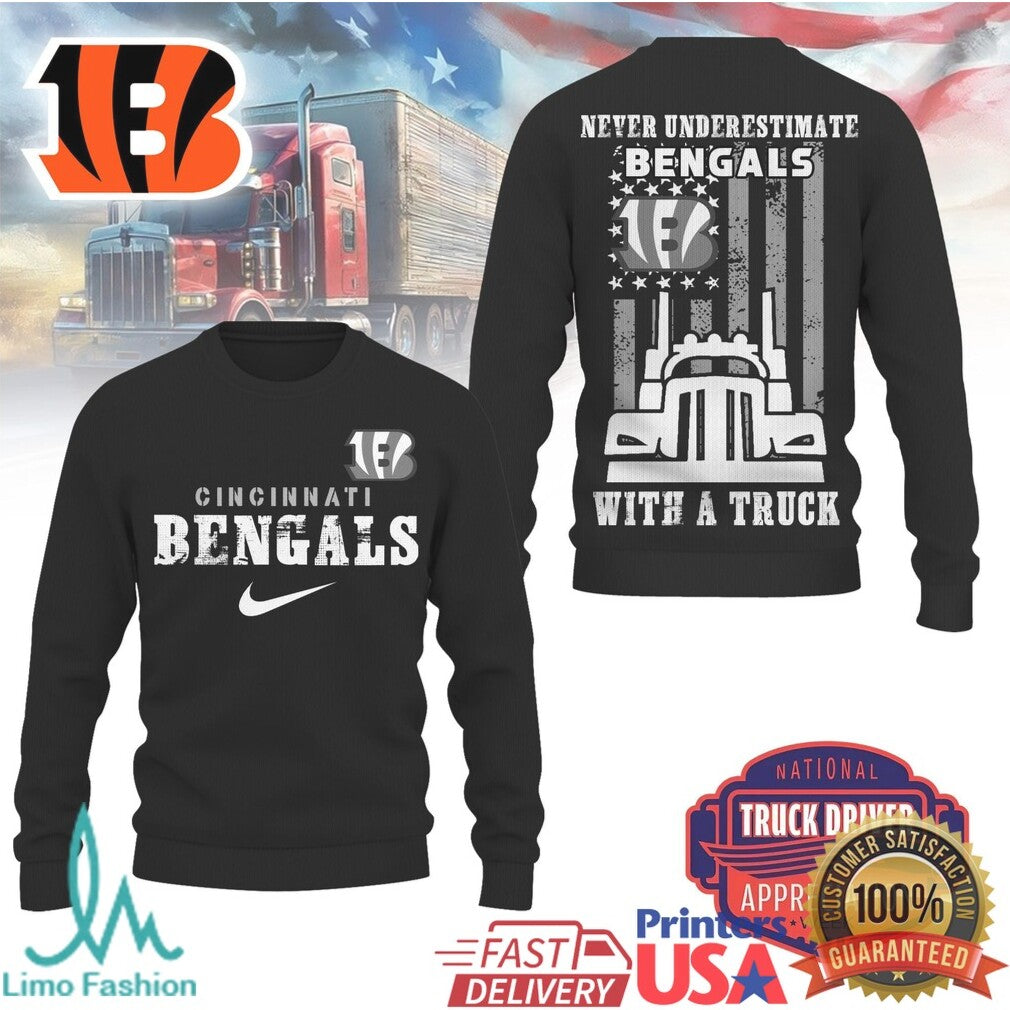 Cincinnati Bengals Trucker Gear Never Underestimate Bengals with a Truck Long Sleeve T Shirt
