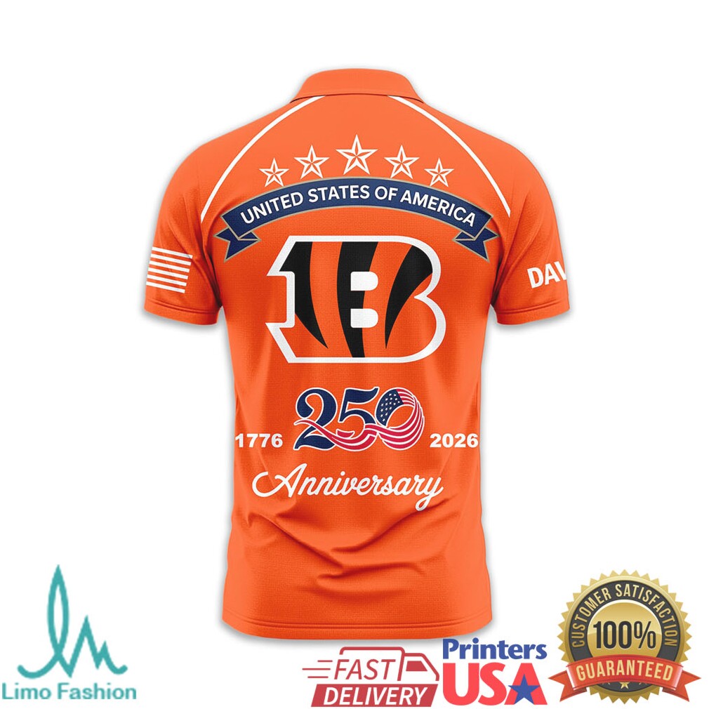 Cincinnati Bengals USA 250th Anniversary Custom Name T Shirt - Limotees LLC
