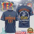 Cincinnati Bengals USMC 250 Years Semper Fidelis Navy T Shirt - Limotees LLC