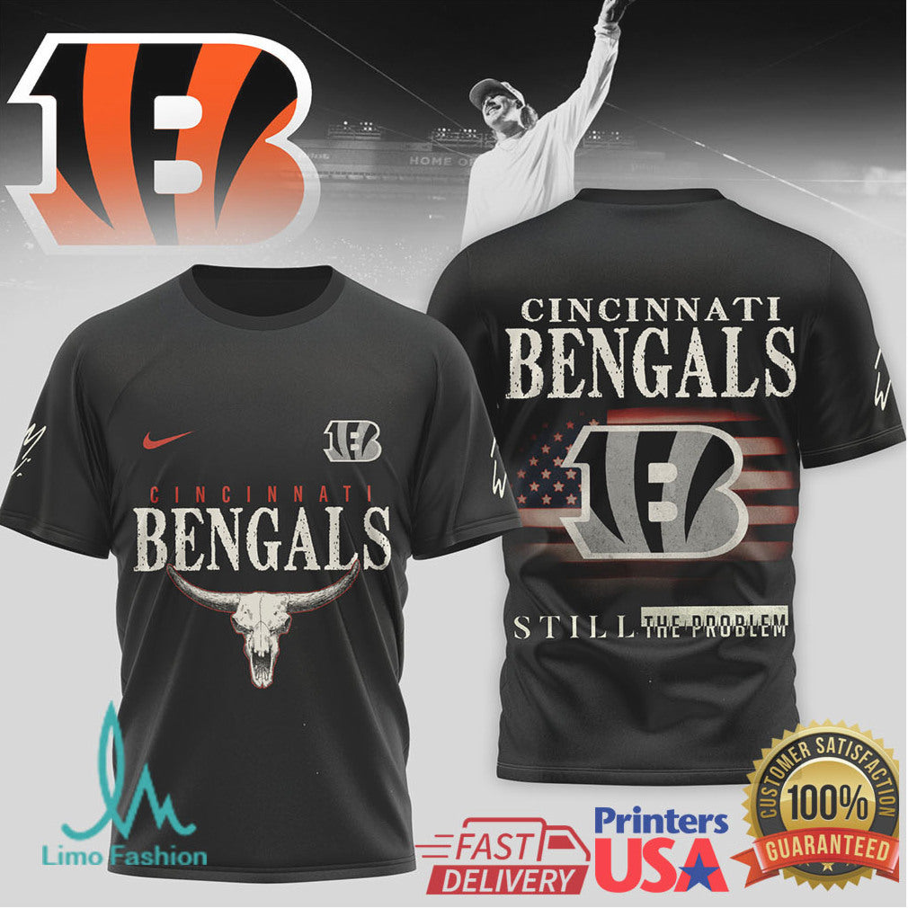Cincinnati Bengals Western Bull Skull Shirt Bengals Still The Problem Flag Tee - Limotees LLC