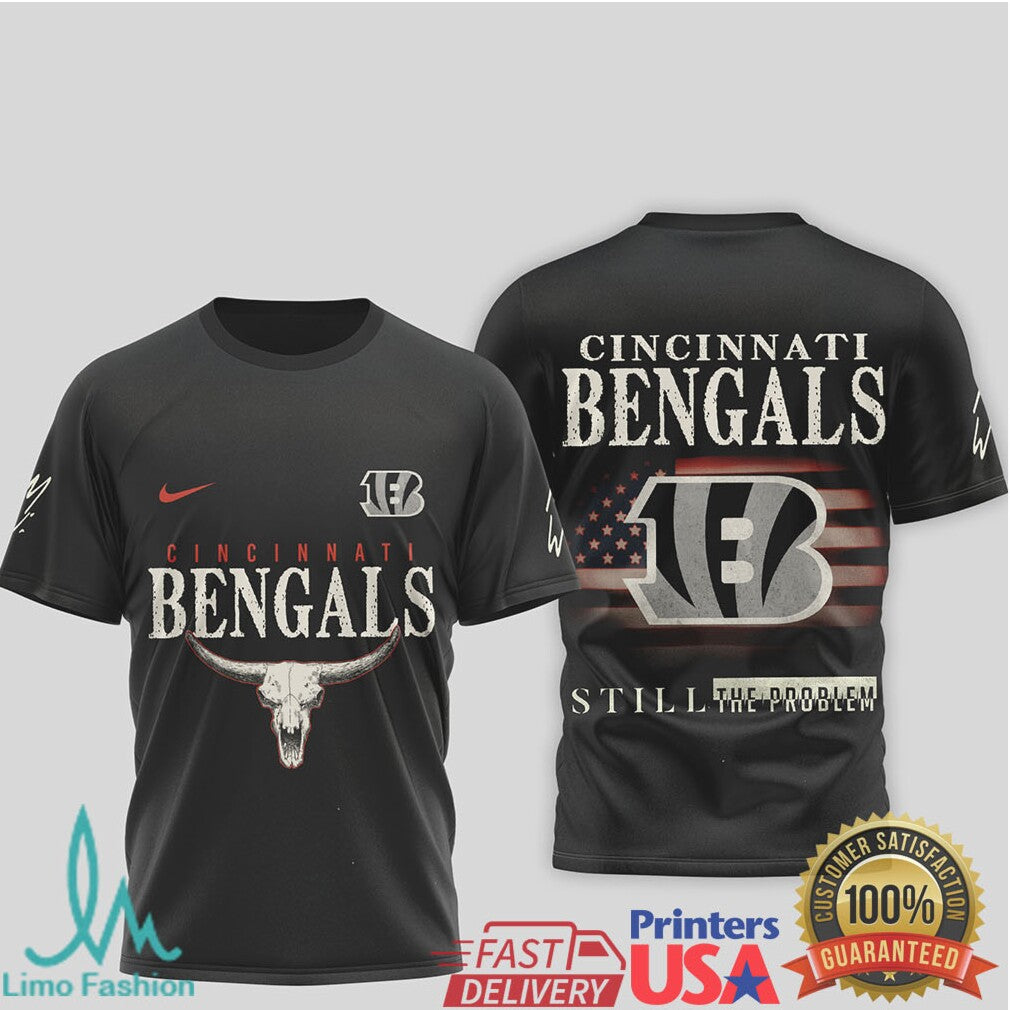 Cincinnati Bengals Western Bull Skull Shirt Bengals Still The Problem Flag Tee - Limotees LLC