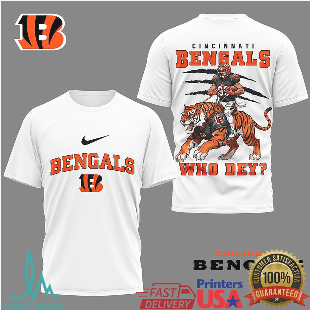 Cincinnati Bengals Who Dey Tiger Rider Football Graphic T Shirt - Limotees LLC