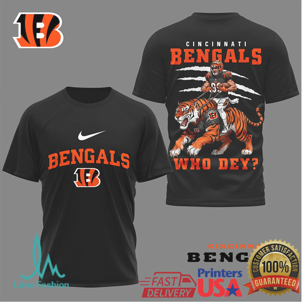 Cincinnati Bengals Who Dey Tiger Rider Football Graphic T Shirt - Limotees LLC