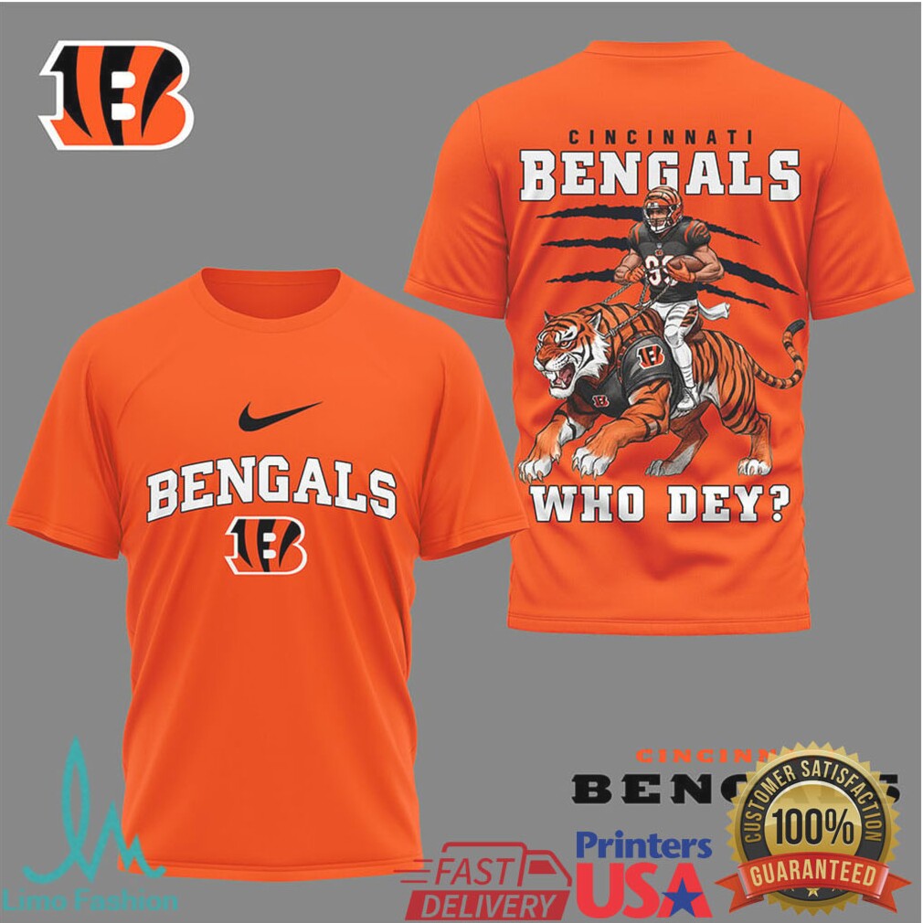 Cincinnati Bengals Who Dey Tiger Rider Football Graphic T Shirt - Limotees LLC