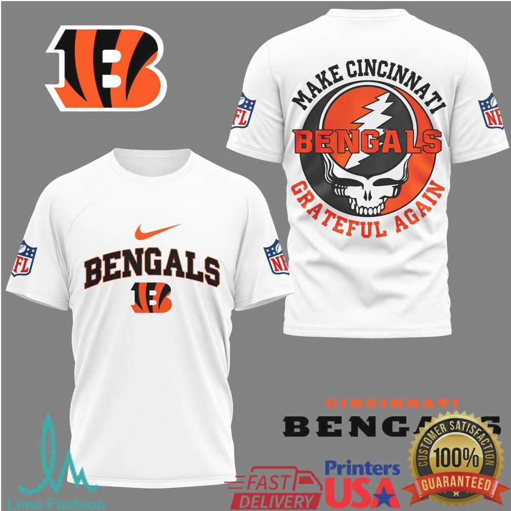 Cincinnati Bengals X Grateful Dead Steal Your Face “Make Cincinnati Grateful Again” Tshirt - Limotees LLC