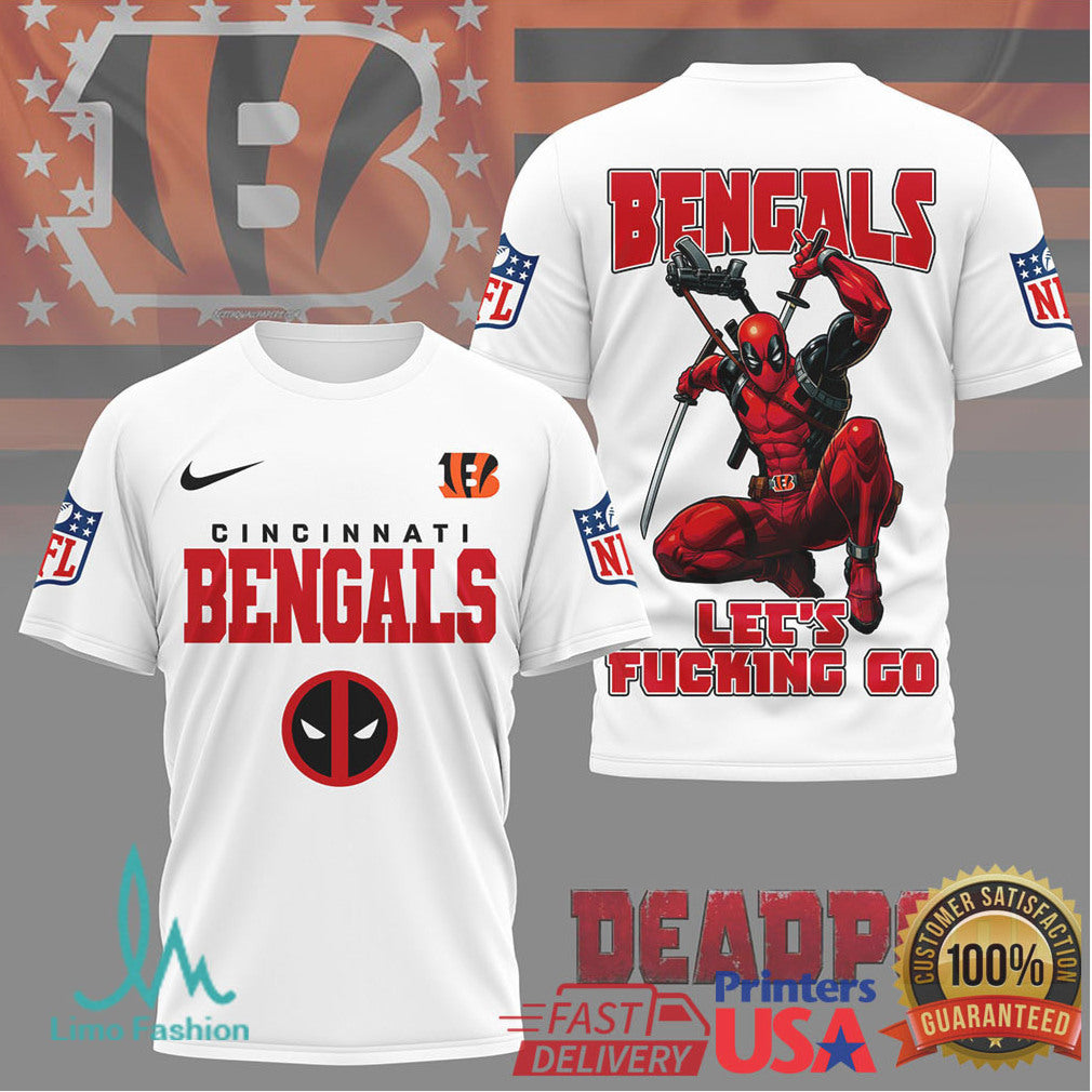 Cincinnati Bengals x Deadpool “Let's Fucking Go” NFL Graphic T Shirt - Limotees LLC