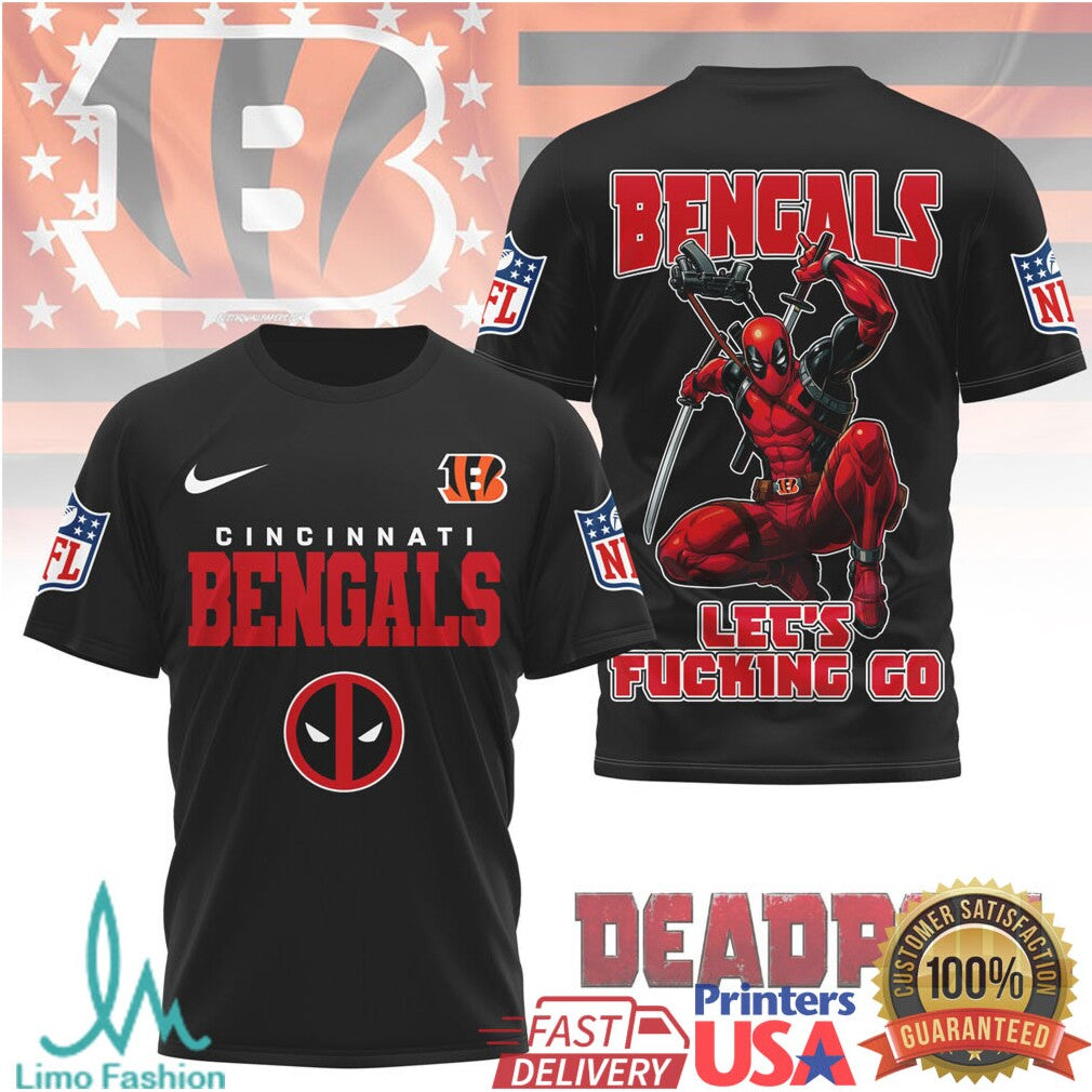 Cincinnati Bengals x Deadpool “Let's Fucking Go” NFL Graphic T Shirt - Limotees LLC