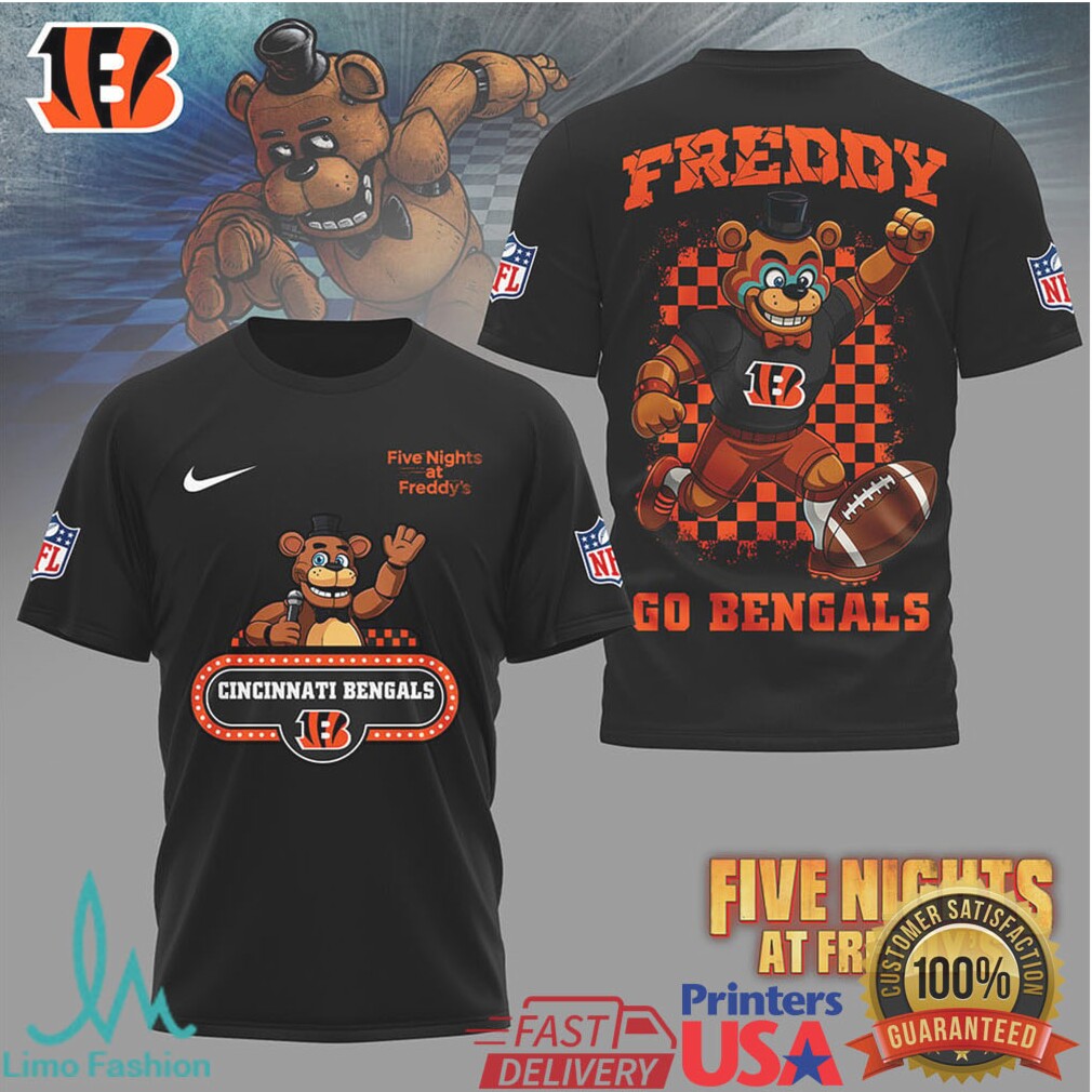 Cincinnati Bengals x FNAF Freddy Fazbear Football Fan T Shirt - Limotees LLC