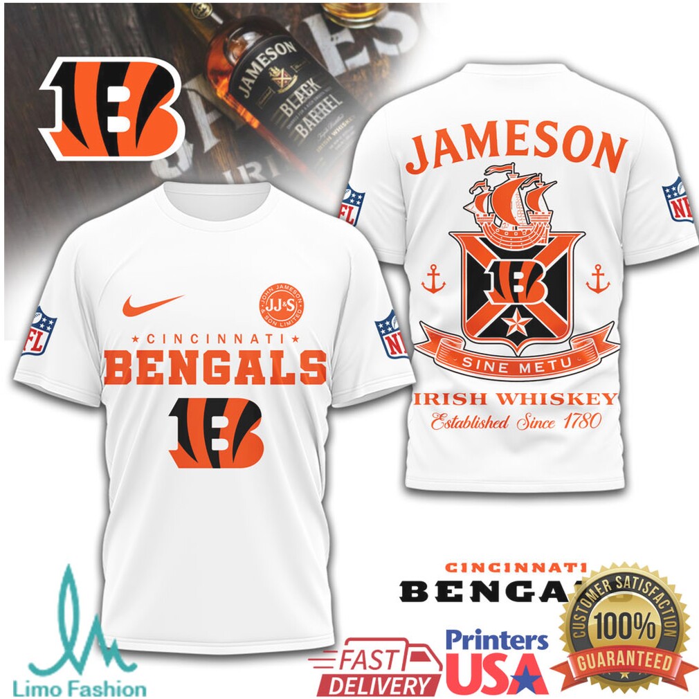 Cincinnati Bengals x Jameson Irish Whiskey Sine Metu Personalized T Shirt - Limotees LLC