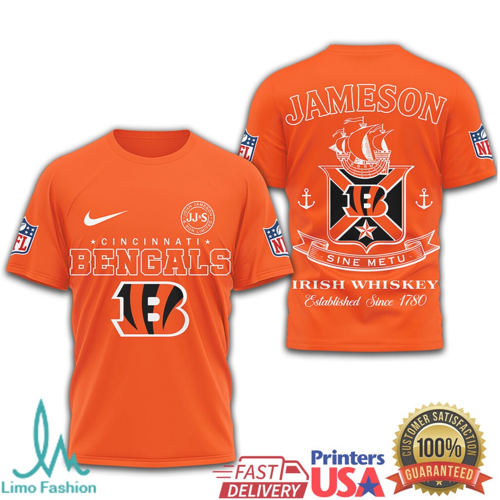 Cincinnati Bengals x Jameson Irish Whiskey Sine Metu Personalized T Shirt - Limotees LLC