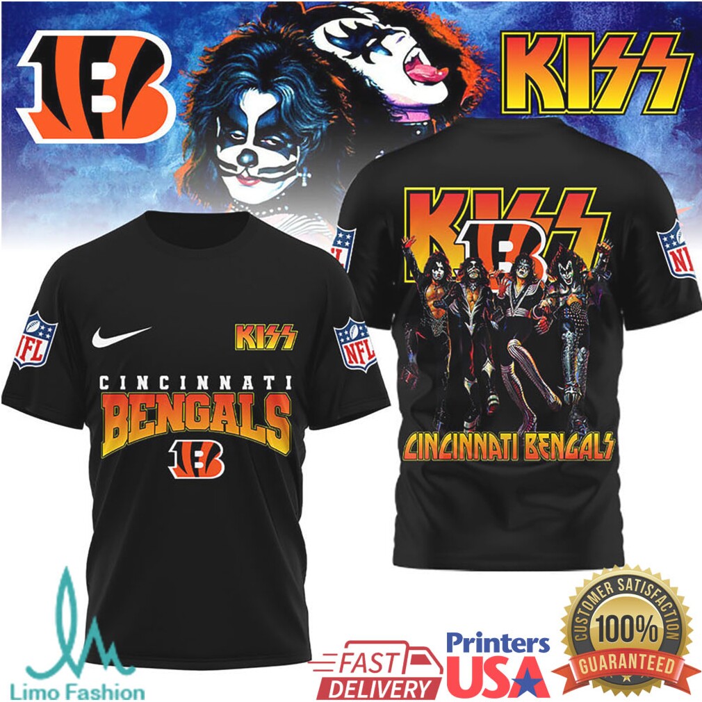 Cincinnati Bengals x KISS Rock Band Vintage Graphic NFL T Shirt - Limotees LLC