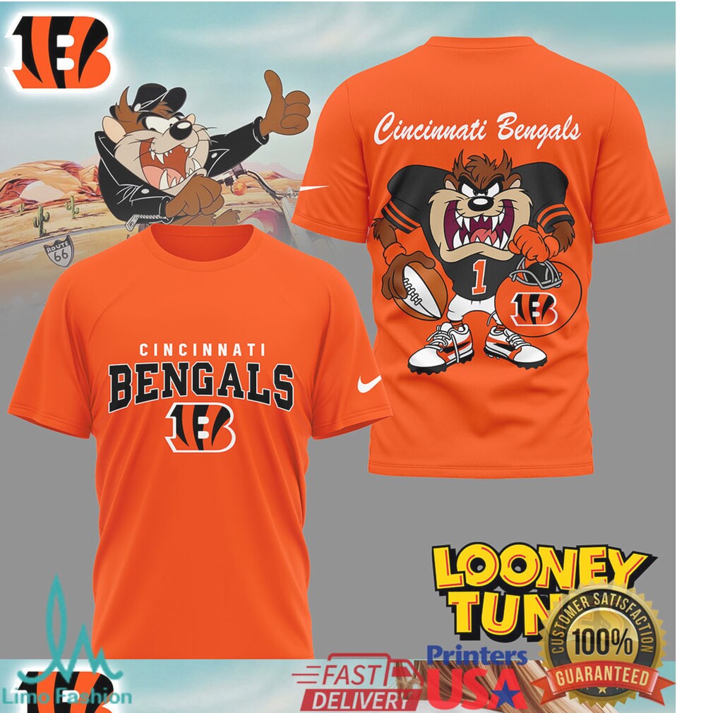 Cincinnati Bengals x Looney Tunes Taz Tasmanian Devil NFL T Shirt - Limotees LLC