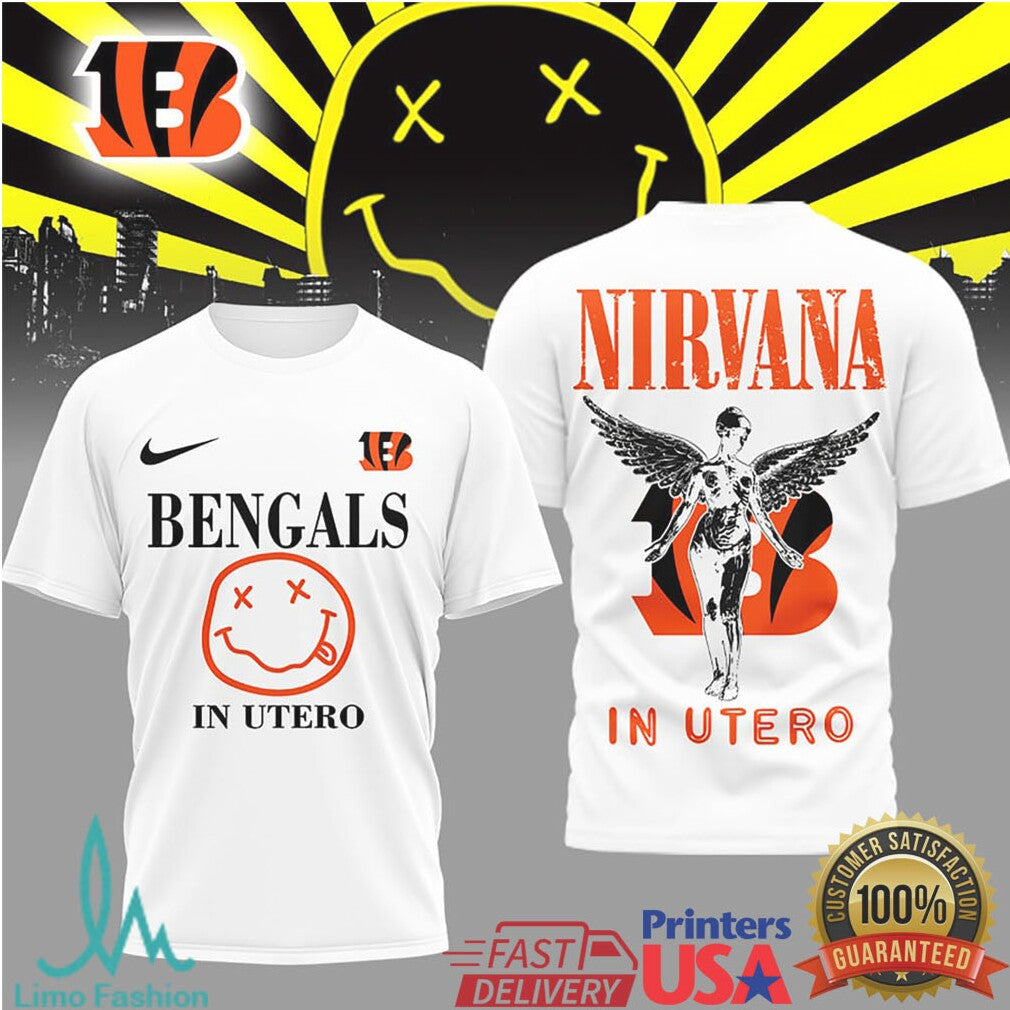 Cincinnati Bengals x Nirvana In Utero Music & Football Tee - Limotees LLC