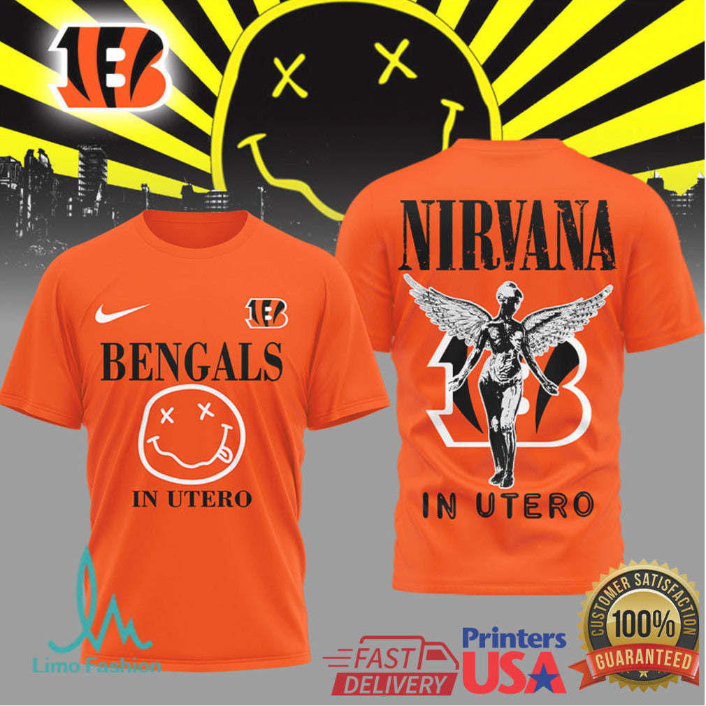 Cincinnati Bengals x Nirvana In Utero Music & Football Tee - Limotees LLC