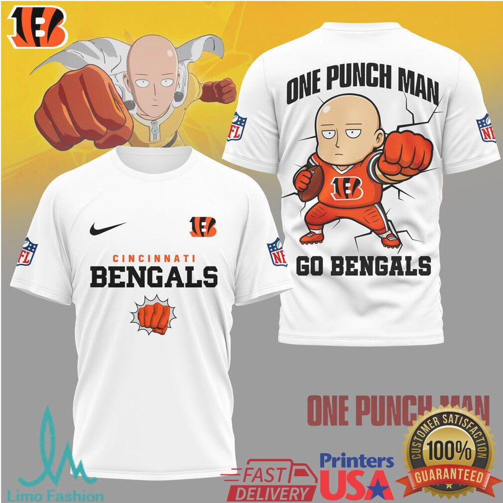 Cincinnati Bengals x One Punch Man Saitama Anime NFL Shirt - Limotees LLC