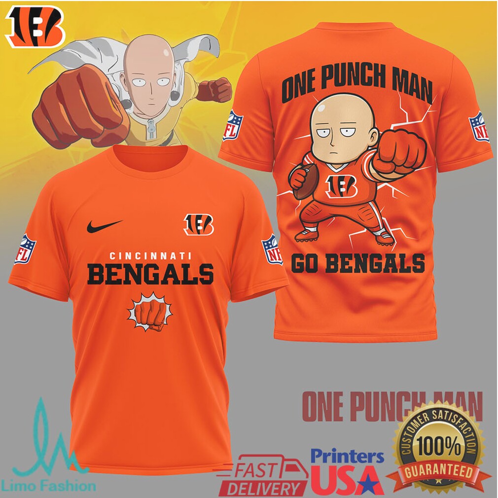 Cincinnati Bengals x One Punch Man Saitama Anime NFL Shirt - Limotees LLC