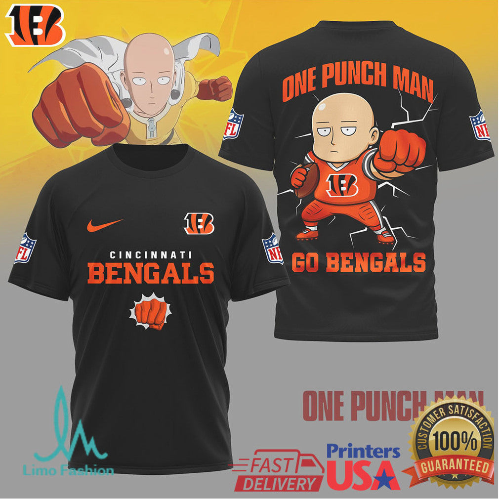 Cincinnati Bengals x One Punch Man Saitama Anime NFL Shirt - Limotees LLC