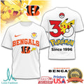 Cincinnati Bengals x Pokémon Pikachu 30th Anniversary T Shirt Since 1996 - Limotees LLC