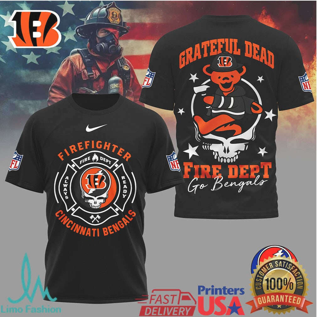 Cincinnati BengalsOfficial NFL Grateful Dead Firefighter 3D Shirt - Limotees LLC