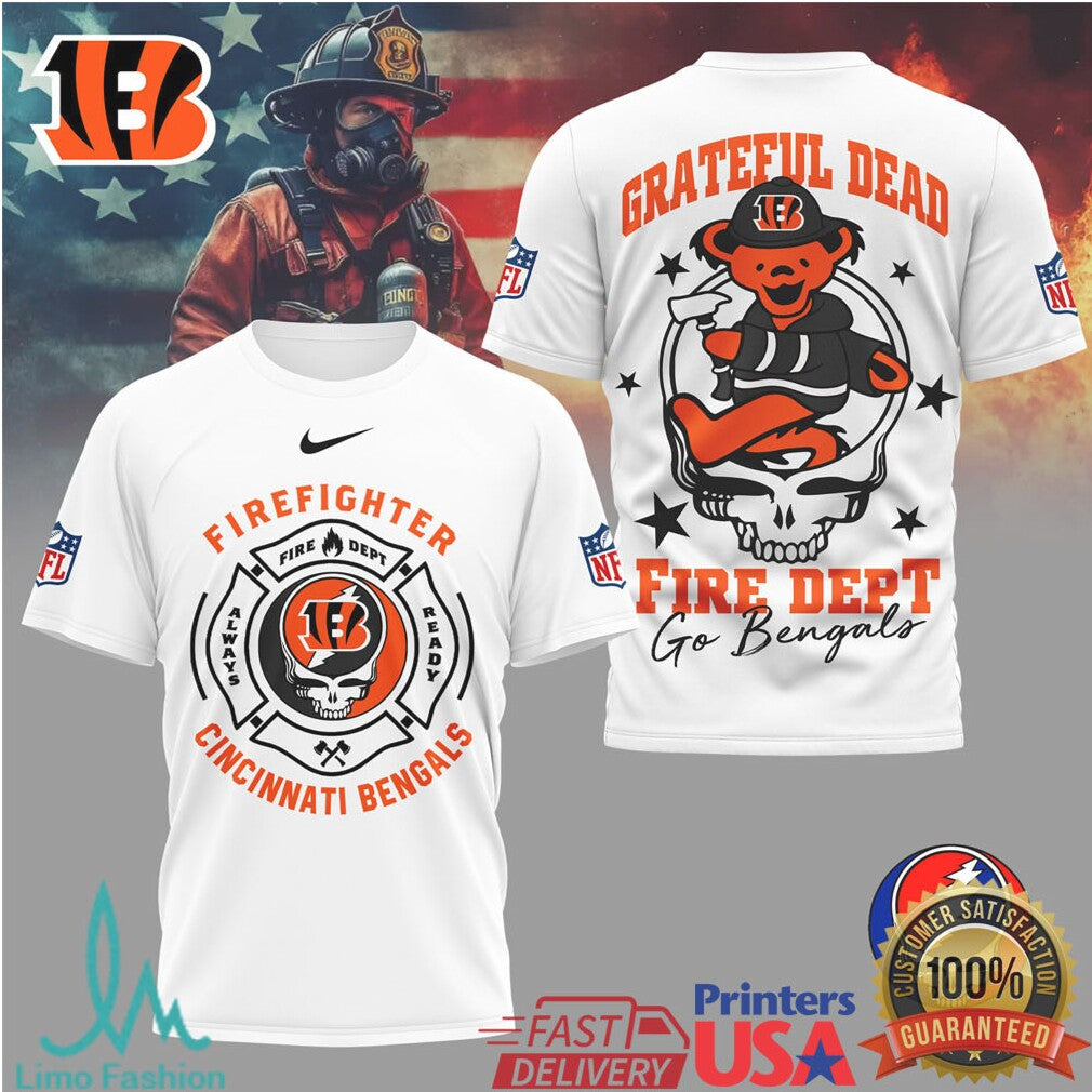 Cincinnati BengalsOfficial NFL Grateful Dead Firefighter 3D Shirt - Limotees LLC
