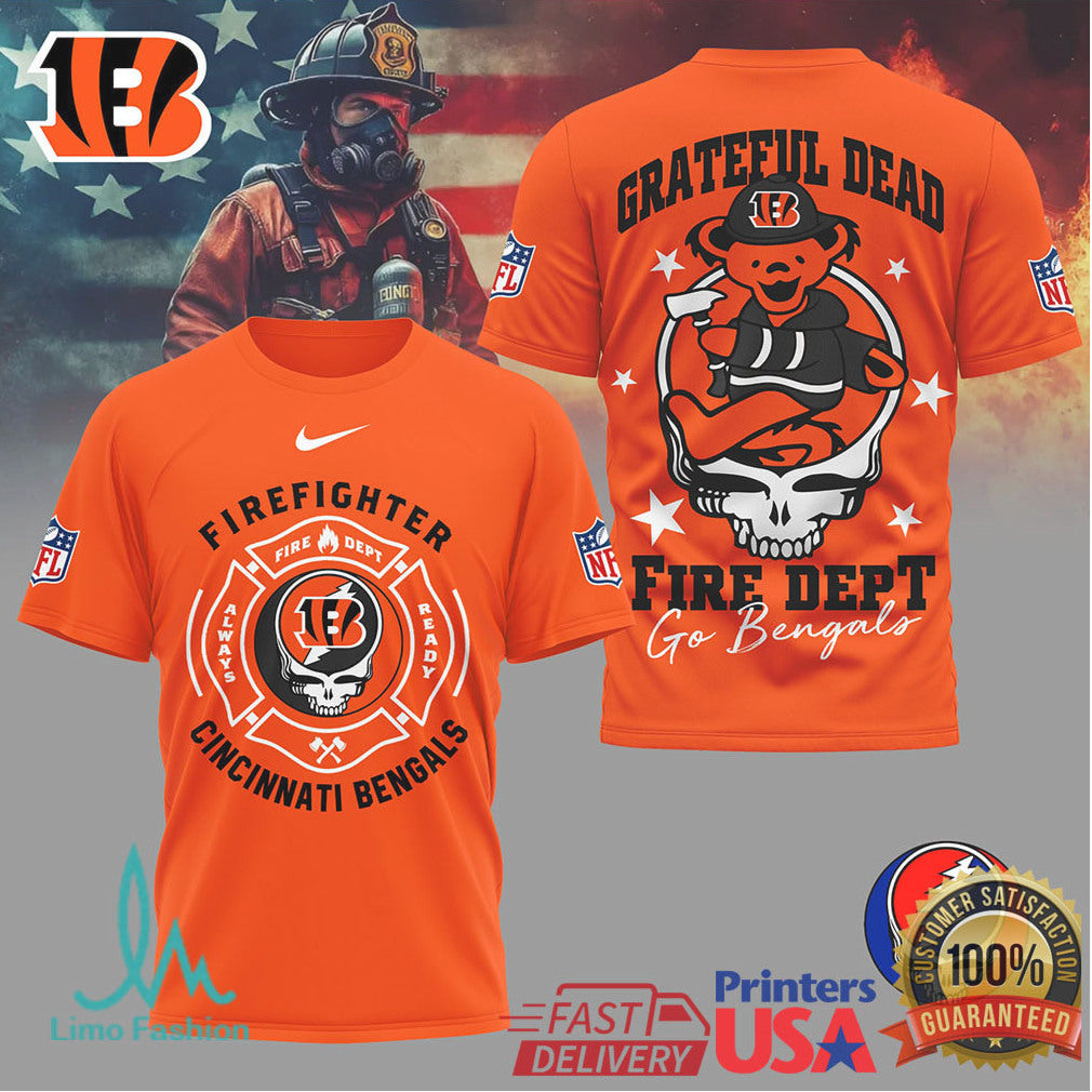 Cincinnati BengalsOfficial NFL Grateful Dead Firefighter 3D Shirt - Limotees LLC