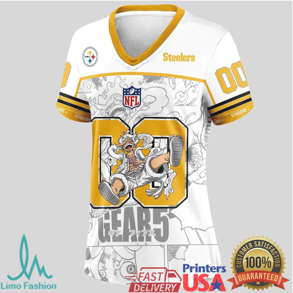 Pittsburgh Steelers Official NFL Luffy Gear 5 Special Edition Baseball Jersey Custom Name - Limotees LLC