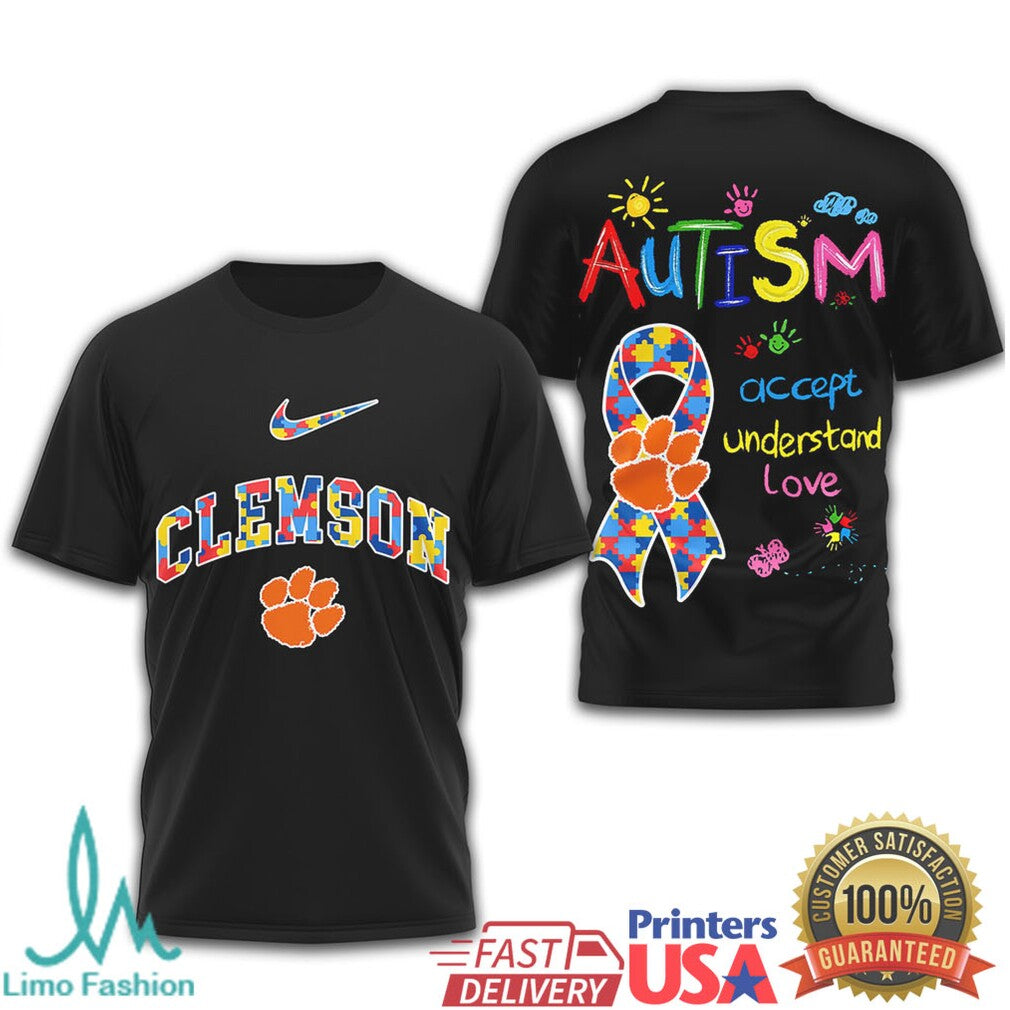 Clemson Tigers Autism Awareness Support Graphic T Shirt - Limotees LLC