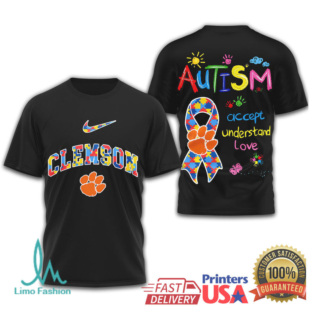 Clemson Tigers Autism Awareness Support Graphic T Shirt - Limotees LLC
