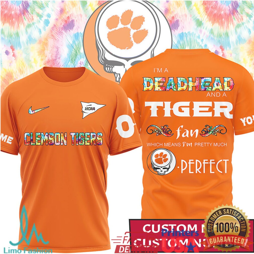 Clemson Tigers Custom Name & Number Deadhead Fan Tie Dye Style Shirt - Limotees LLC