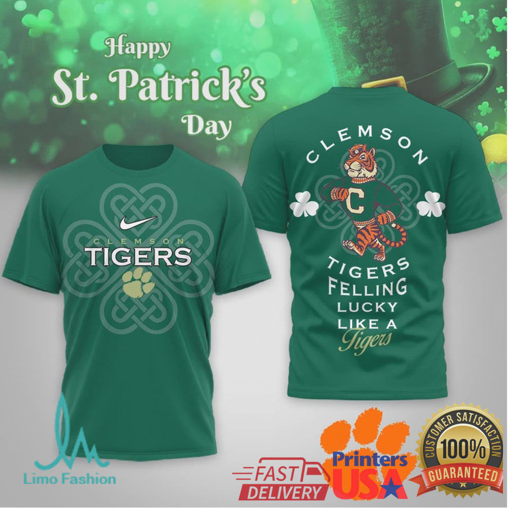 Clemson Tigers St. Patrick's Day “Lucky Like a Tiger” Green T Shirt - Limotees LLC