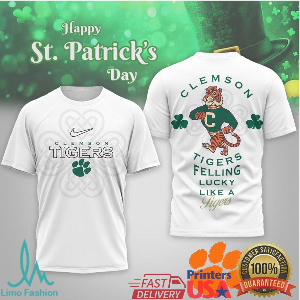 Clemson Tigers St. Patrick's Day “Lucky Like a Tiger” Green T Shirt - Limotees LLC