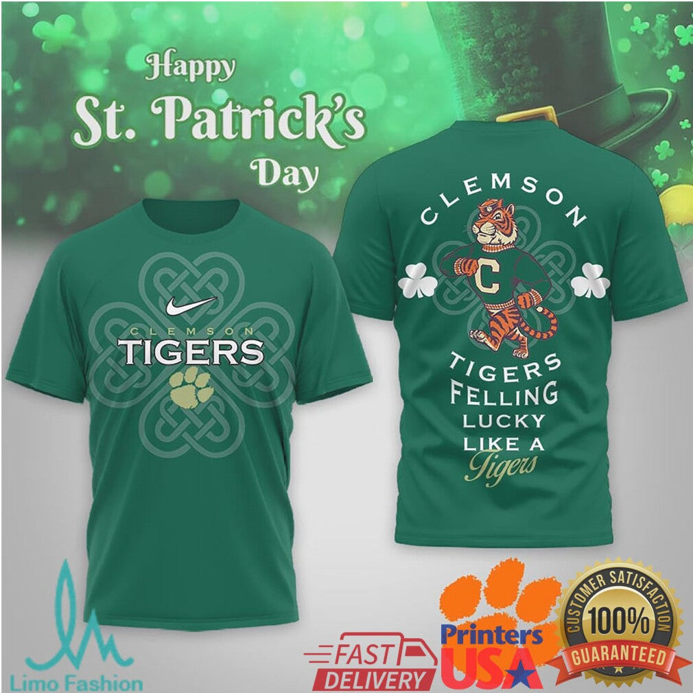 Clemson Tigers St. Patrick's Day “Lucky Like a Tiger” Green T Shirt - Limotees LLC