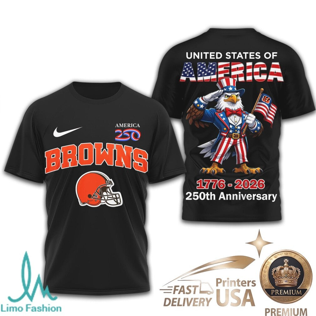 Cleveland Browns 250th Anniversary Patriotic Eagle T Shirt - Limotees LLC