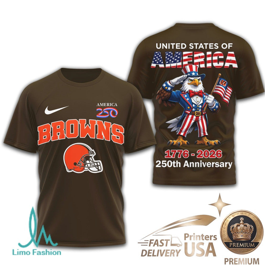 Cleveland Browns 250th Anniversary Patriotic Eagle T Shirt - Limotees LLC