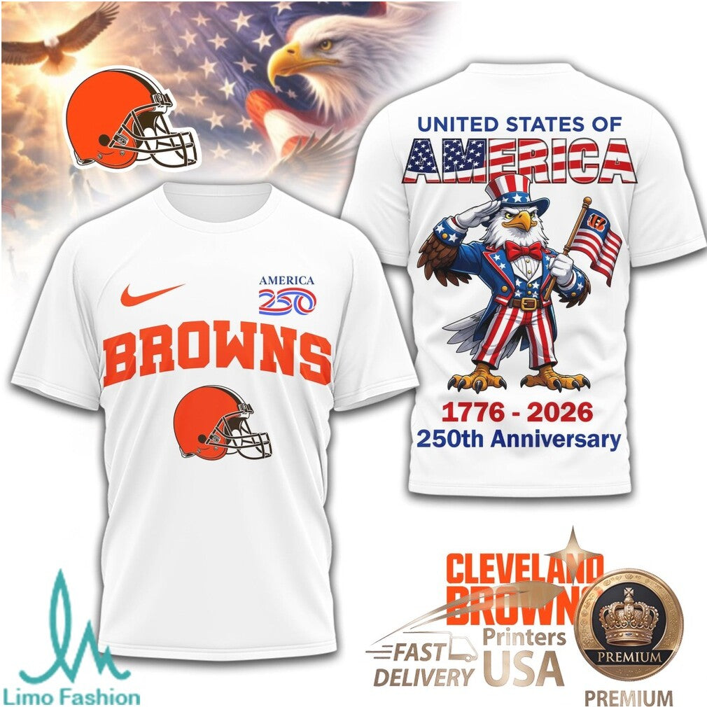 Cleveland Browns 250th Anniversary Patriotic Eagle T Shirt - Limotees LLC