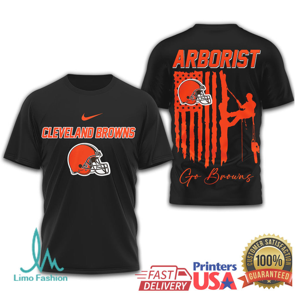 Cleveland Browns Arborist Tree Service Professional Climber Fan Tee - Limotees LLC