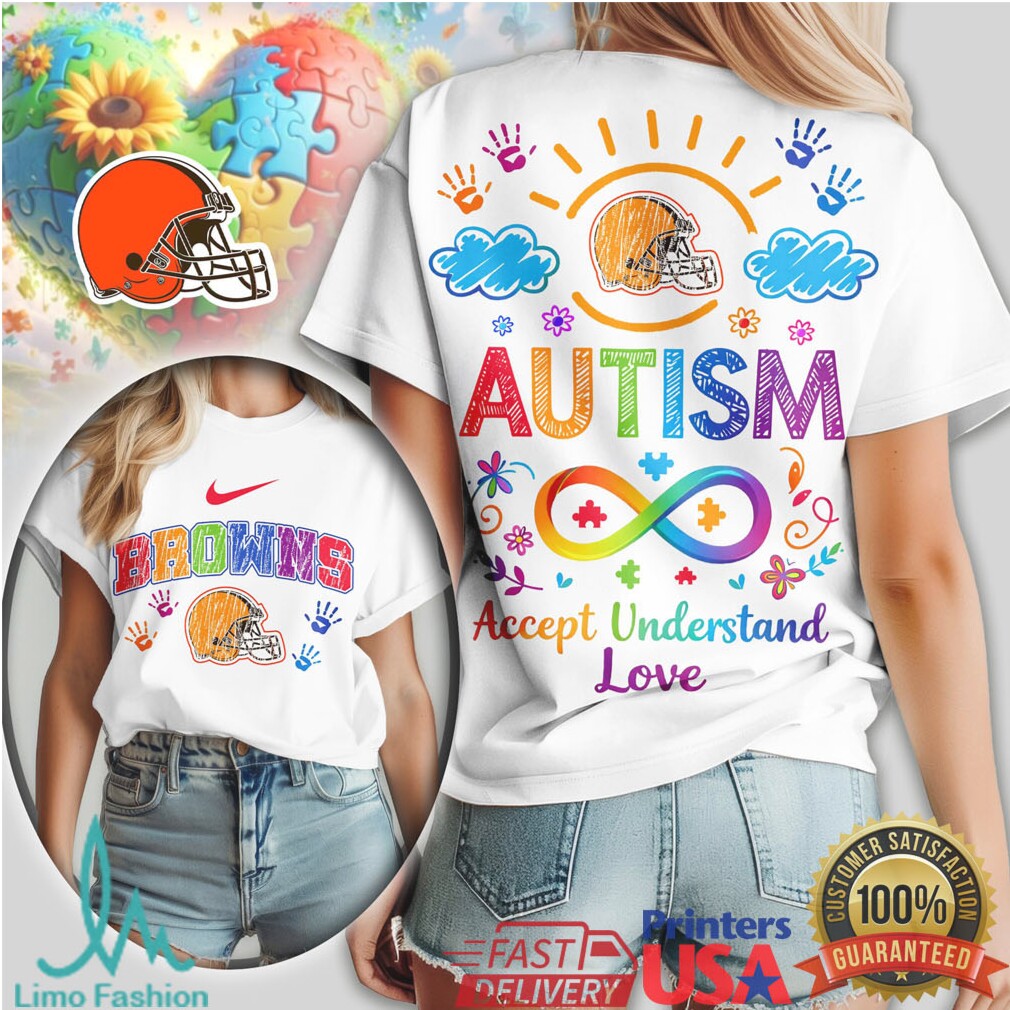 Cleveland Browns Autism Awareness Football Helmet Colorful Graphic T Shirt