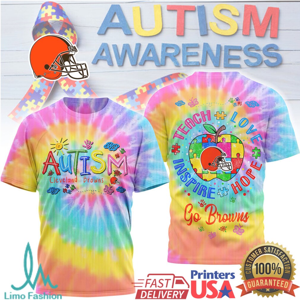 Cleveland Browns Autism Awareness Teach Love Inspire Hope Shirt - Limotees LLC