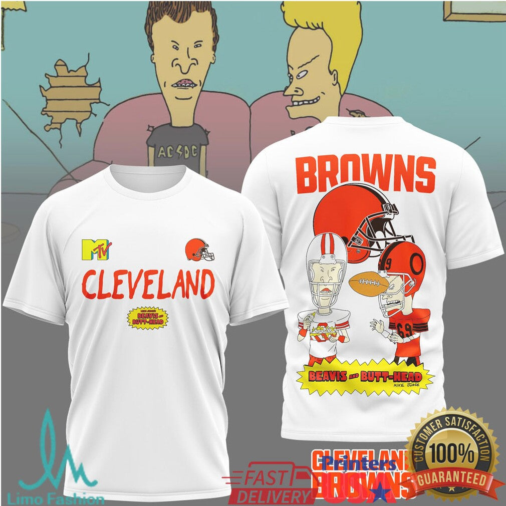 Cleveland Browns Beavis and ButHead MTV Mashup Fan T Shirt - Limotees LLC