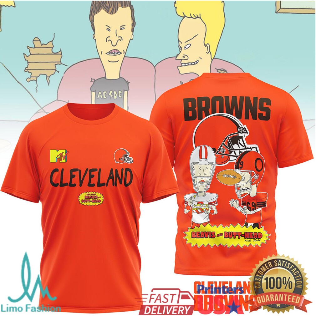 Cleveland Browns Beavis and ButHead MTV Mashup Fan T Shirt - Limotees LLC