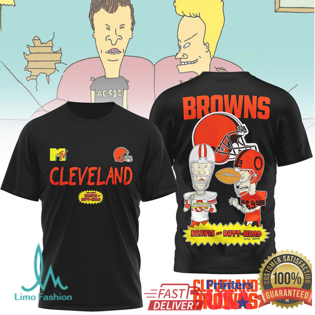 Cleveland Browns Beavis and ButHead MTV Mashup Fan T Shirt - Limotees LLC